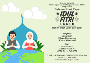 Klinik Lingkungan dan Mitigasi Bencana KLMB Universitas Gadjah Mada Selamat hari raya idul fitri